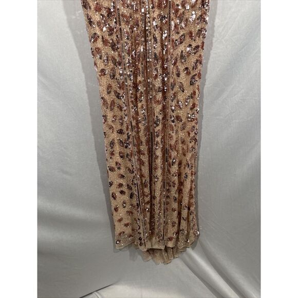 NWT Mac Duggal [ 6 ] Embellished Front Slit Long Sleeve Gown 5002‎ Rose Gold - Picture 12 of 16